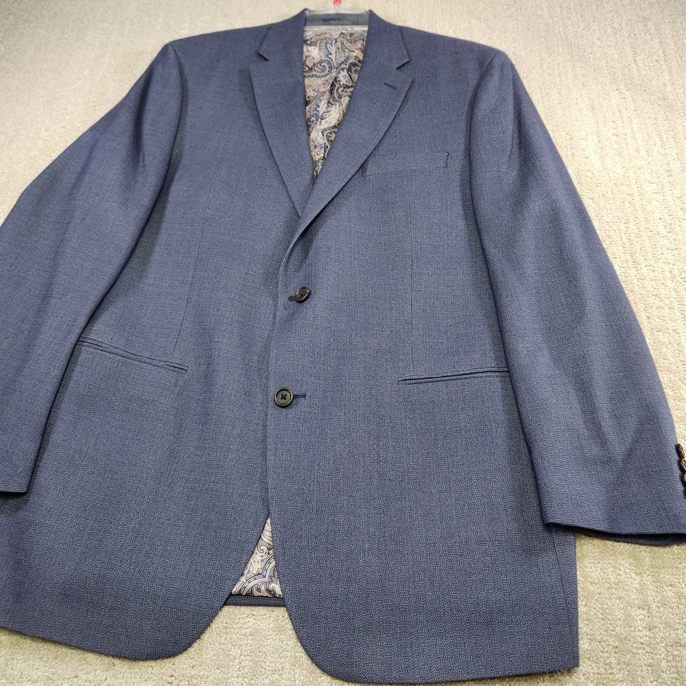 Ralph Lauren Blazer Men 44 L Wool Performance Blend Blue Paisley Lined Quick Dry